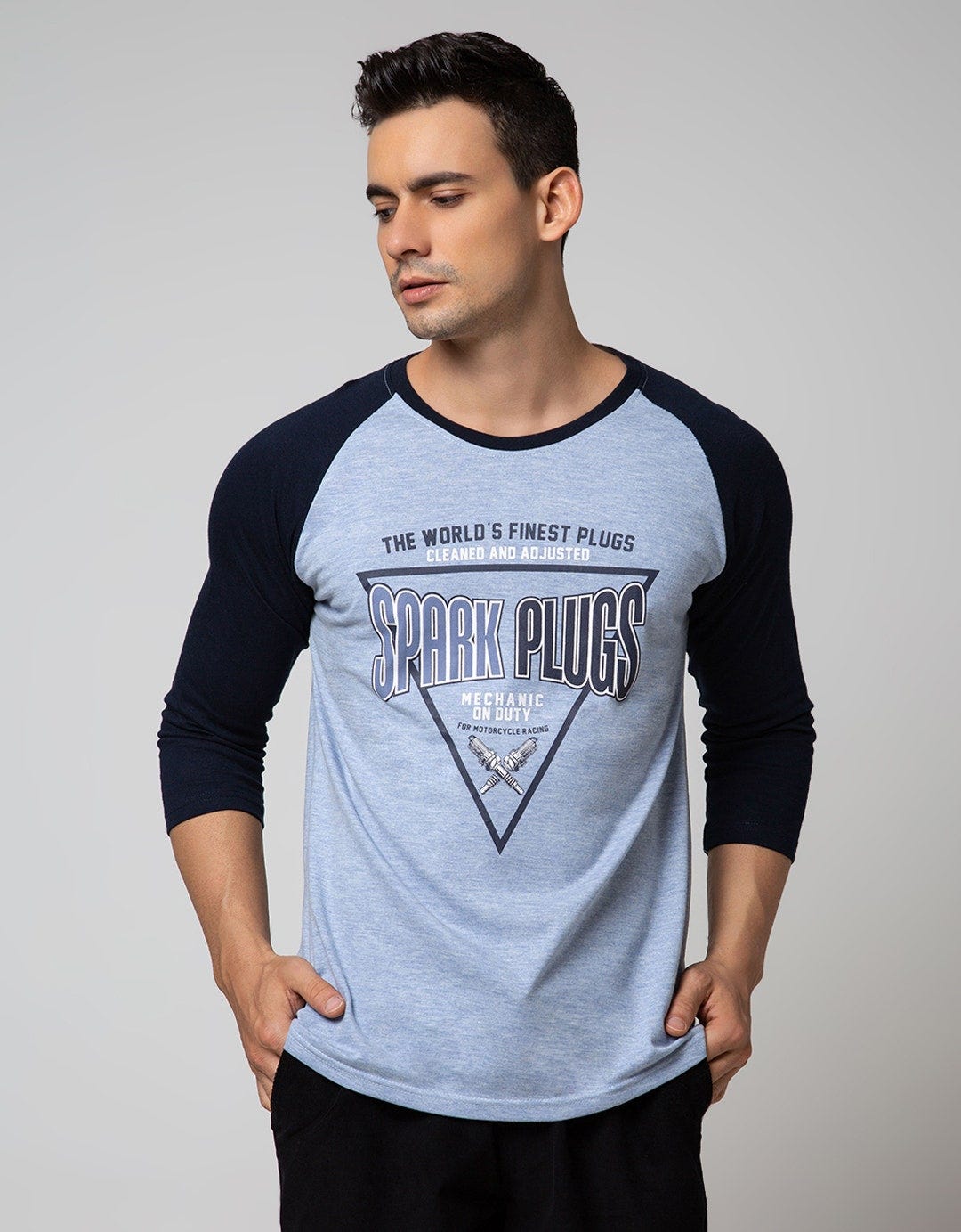 T Zone 3/4 Raglan T-Shirt Print Spark Plugs