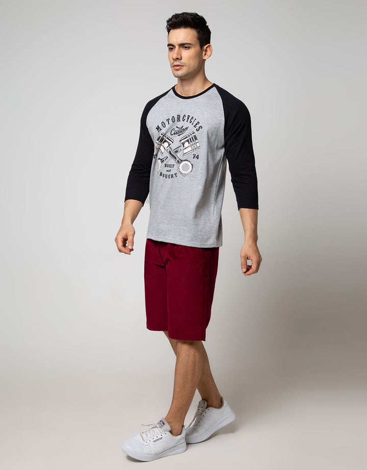 T Zone 3/4 Raglan T-Shirt Print Motorcycle Custom