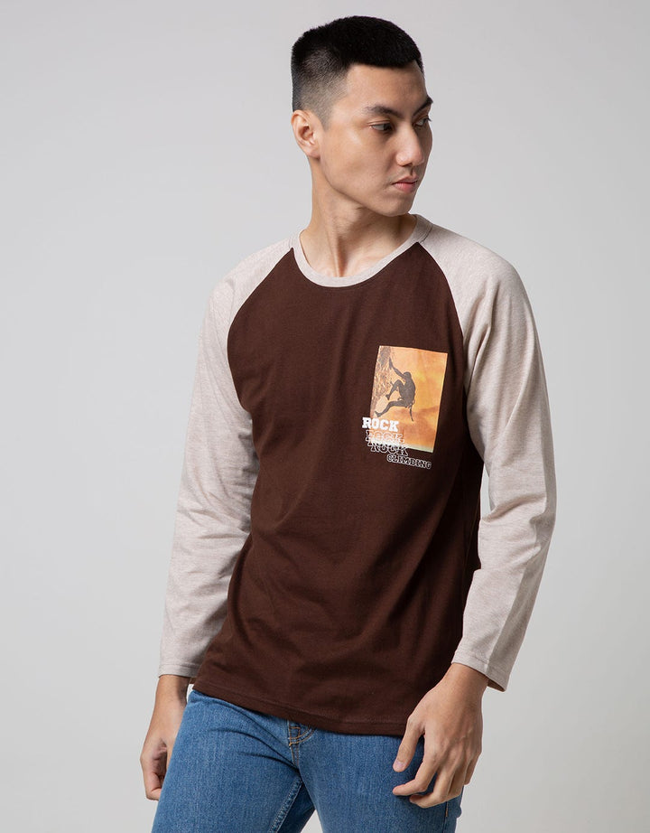 T Zone Long Sleeve Raglan T-Shirt Print Sport