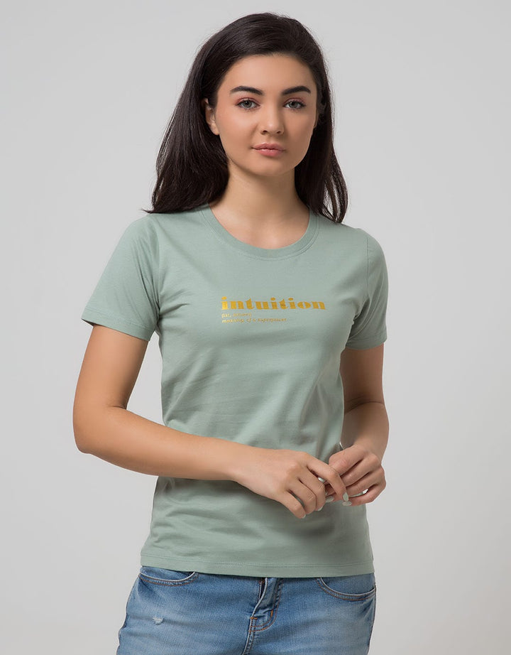 Nevada Women Knit Top Short Sleeve T-Shirt Foil Intuition Usa
