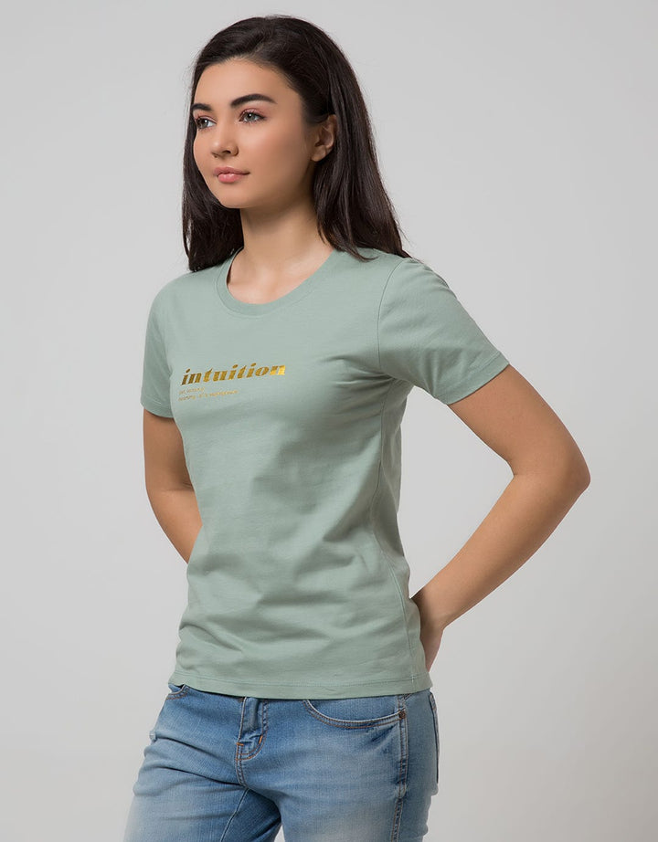 Nevada Women Knit Top Short Sleeve T-Shirt Foil Intuition Usa