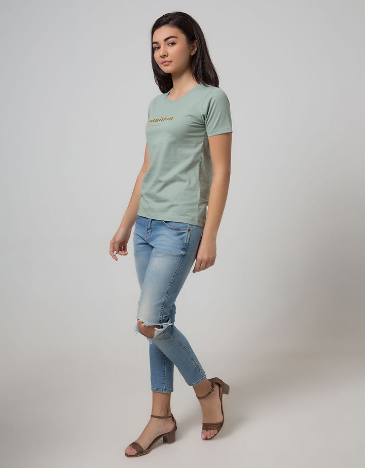 Nevada Women Knit Top Short Sleeve T-Shirt Foil Intuition Usa