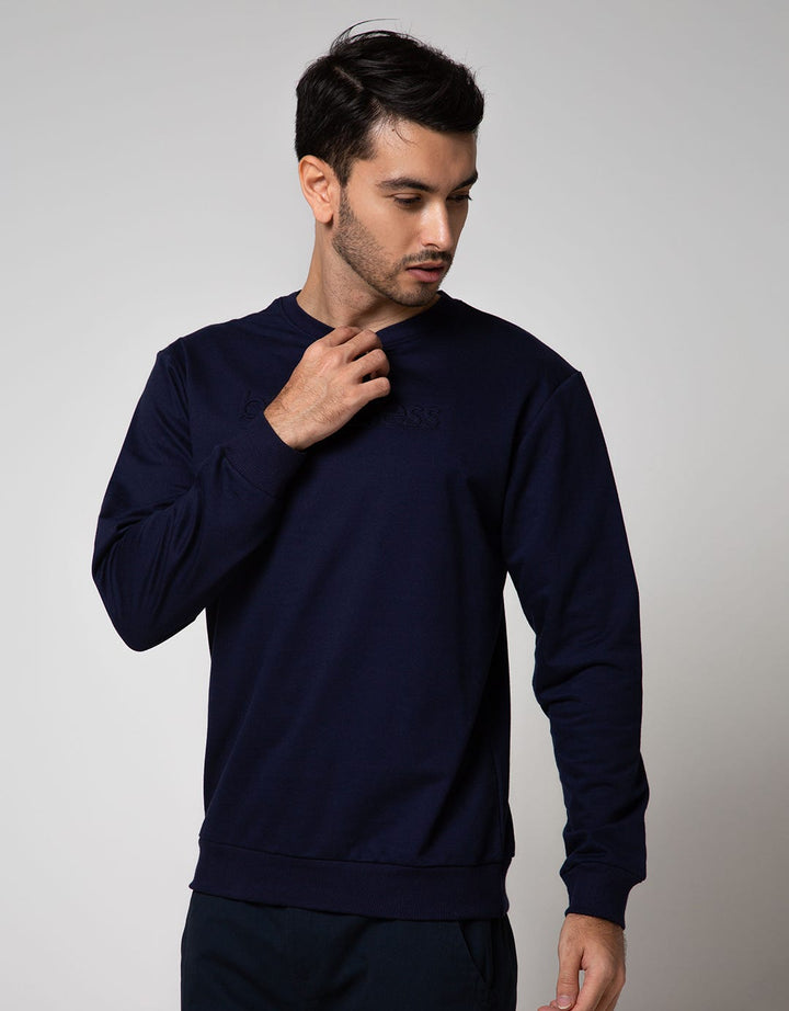 Details Sweatshirt Jumper Long Sleeve Round Neck Print Timbul