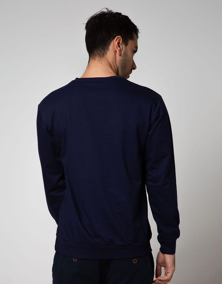 Details Sweatshirt Jumper Long Sleeve Round Neck Print Timbul