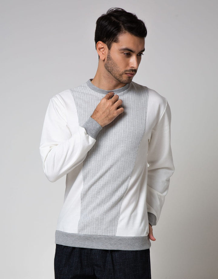 Details Sweatshirt Jumper Long Sleeve Round Neck Combination Texture