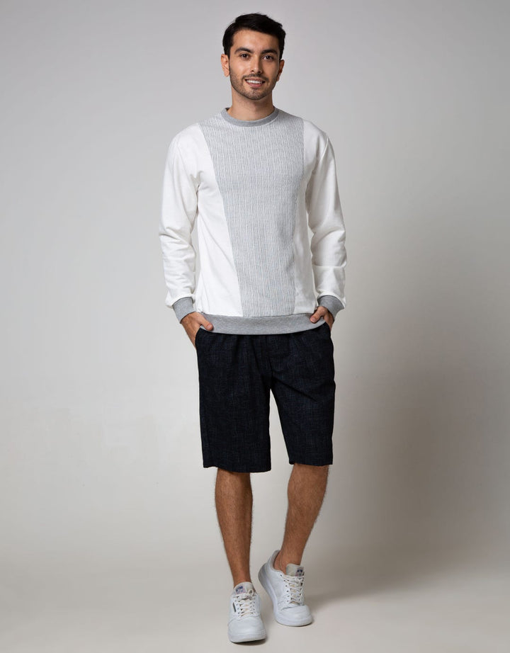 Details Sweatshirt Jumper Long Sleeve Round Neck Combination Texture