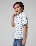 Little M Short Sleeve Shirt Fullprint Car Foldable Hand Pocket