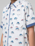 Little M Short Sleeve Shirt Fullprint Car Foldable Hand Pocket
