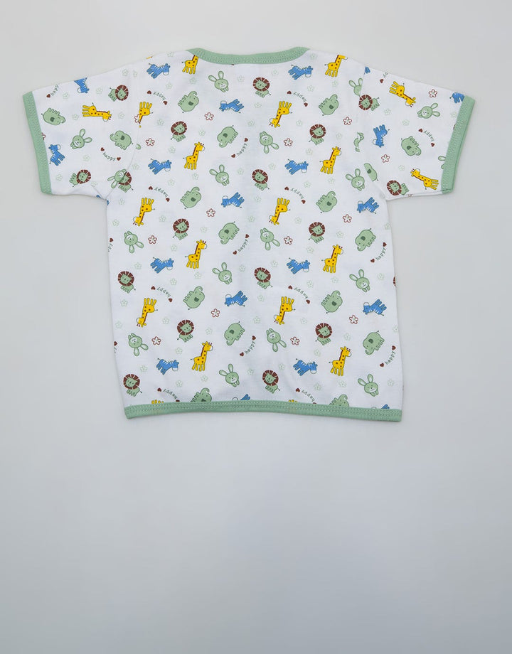 Pipiniko Short Sleeve T-Shirt with Happy Animal Screen Printing