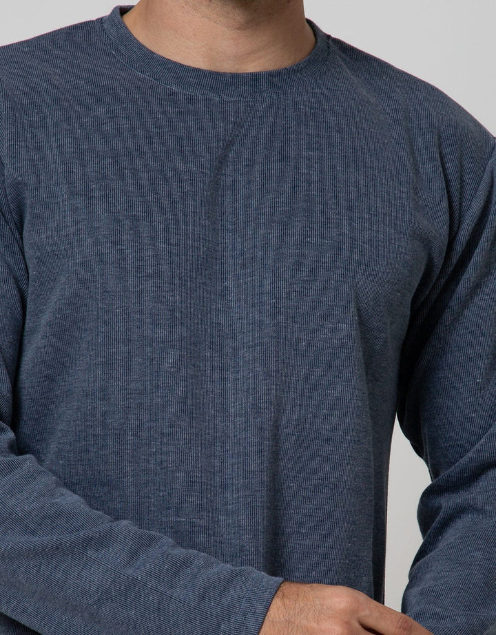 Details Long Sleeve T-Shirt Solid Texture Blocking With Classic Model