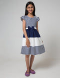 Kidz Too Short Sleeve Maxi Dress Short Sleeve Folded Box Waist Piping