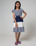 Kidz Too Short Sleeve Maxi Dress Short Sleeve Folded Box Waist Piping