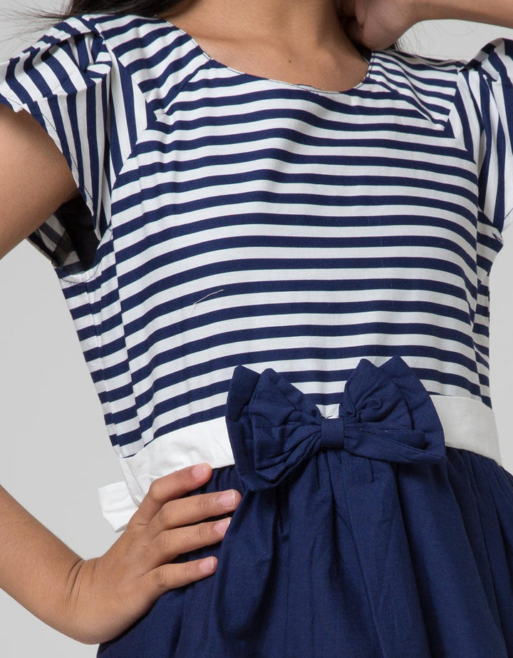 Kidz Too Short Sleeve Maxi Dress Short Sleeve Folded Box Waist Piping