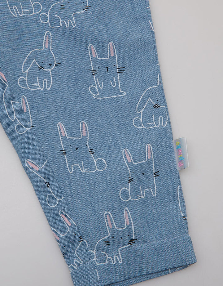 Pipiniko Bunny Print Denim Long Pants