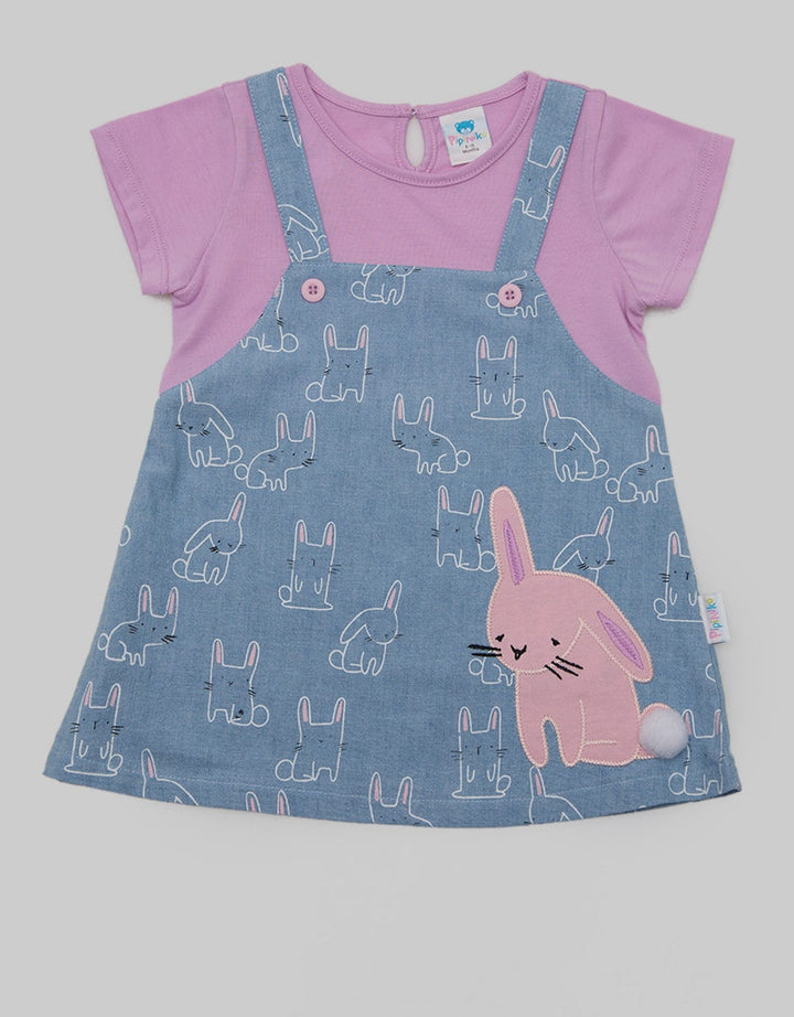 Pipiniko Overall Bunny Print Midi Skirt