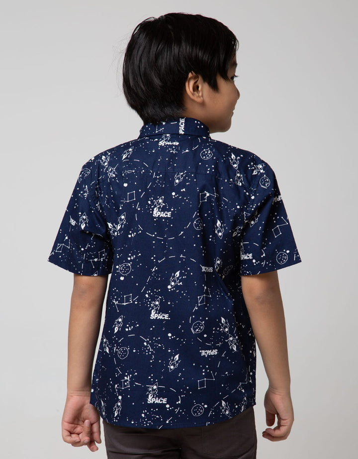 Little M Short Sleeve Shirt Fullprint Splash Space