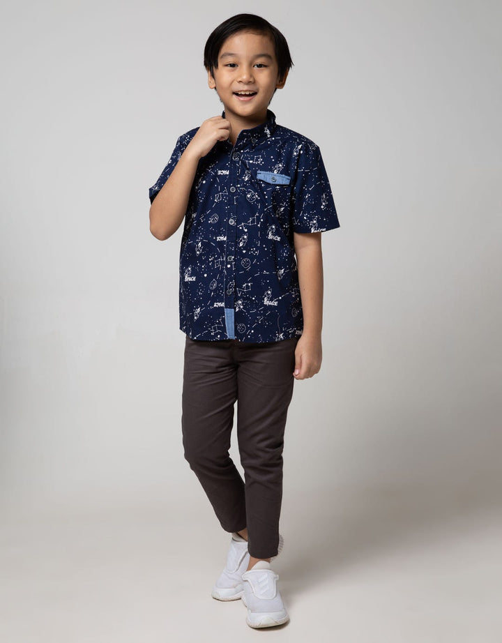 Little M Short Sleeve Shirt Fullprint Splash Space