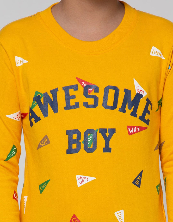 Little M Fullprint Awesome Boy Sweater