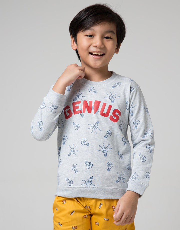 Little M Sweater Fullprint Genius Print Timbul
