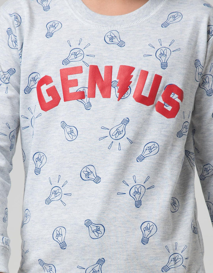 Little M Sweater Fullprint Genius Print Timbul