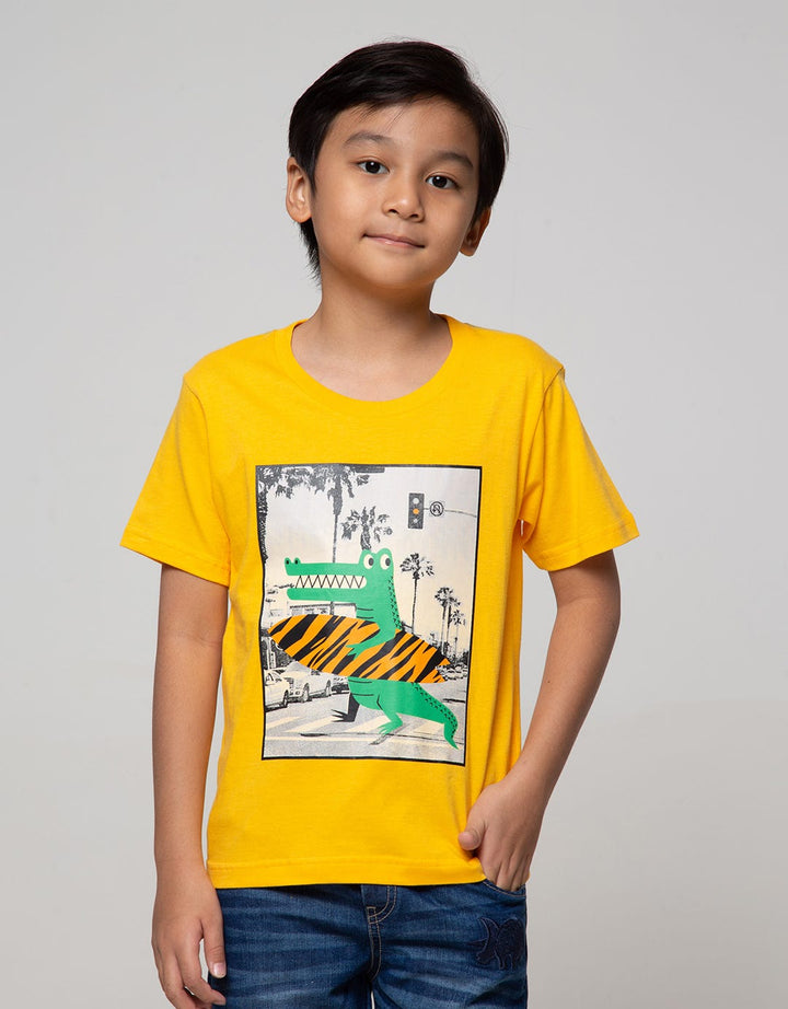 Little M Short Sleeve T-Shirt Photo Print Croco Surfing