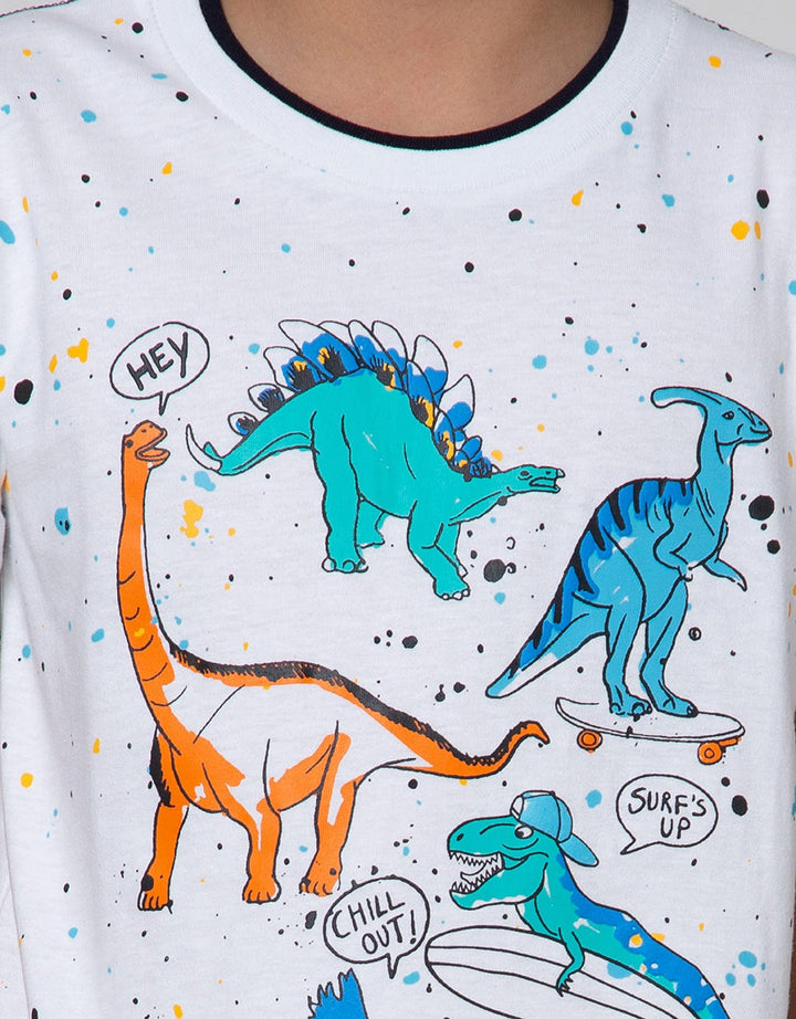 Little M Short Sleeve T-Shirt Fullprint Splash Dino