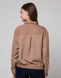 Details Long Sleeve Shirt Choc Top Woven Crop Crepe