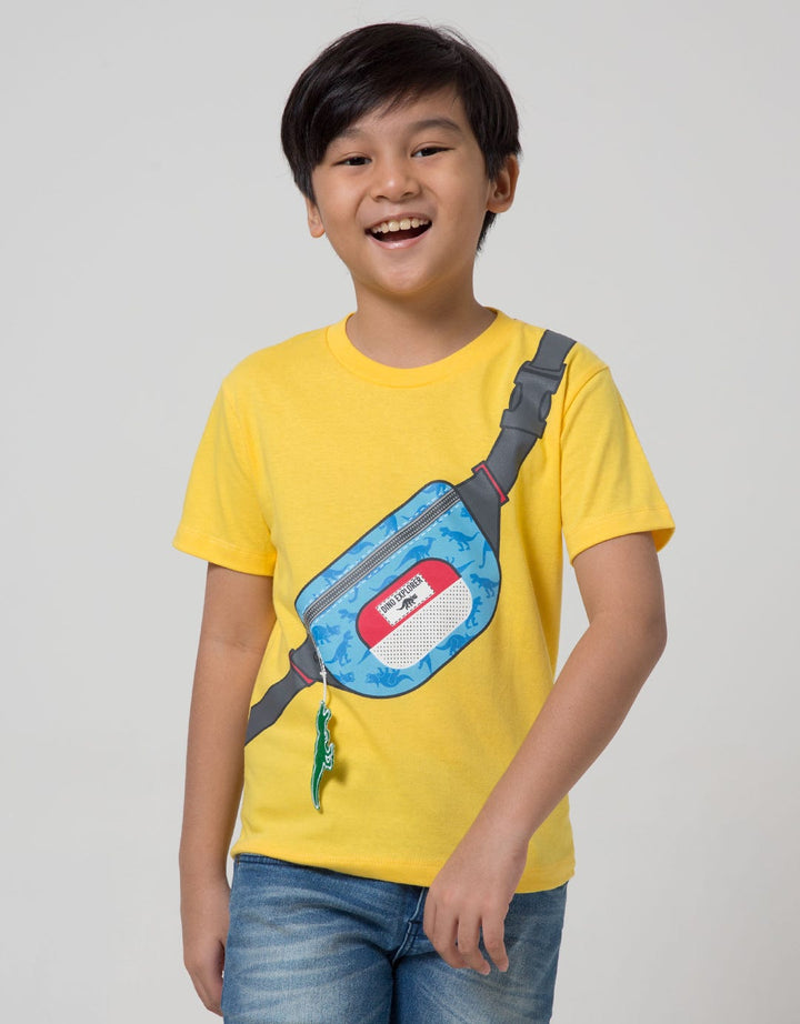 Little M Short Sleeve T-Shirt Print Tas Dino Gantung Laken Bordir