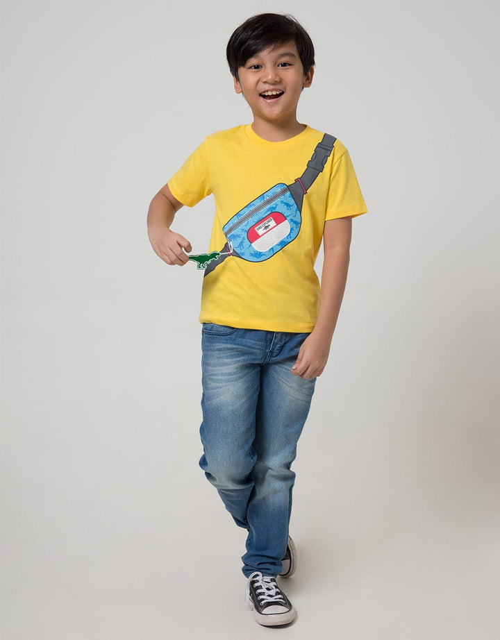 Little M Short Sleeve T-Shirt Print Tas Dino Gantung Laken Bordir