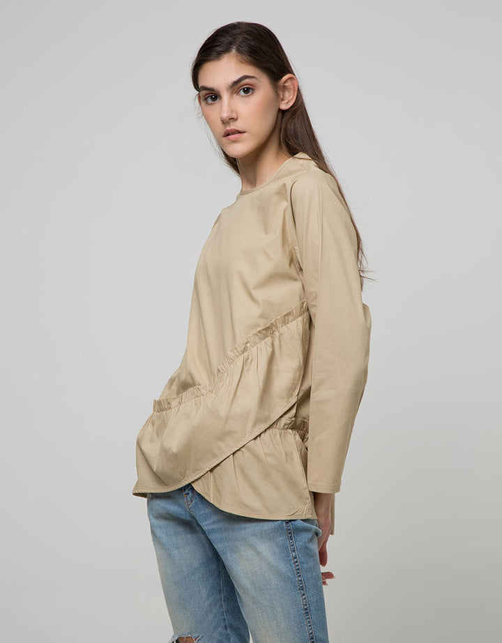 Details Long Sleeve Blouse With Ruffle