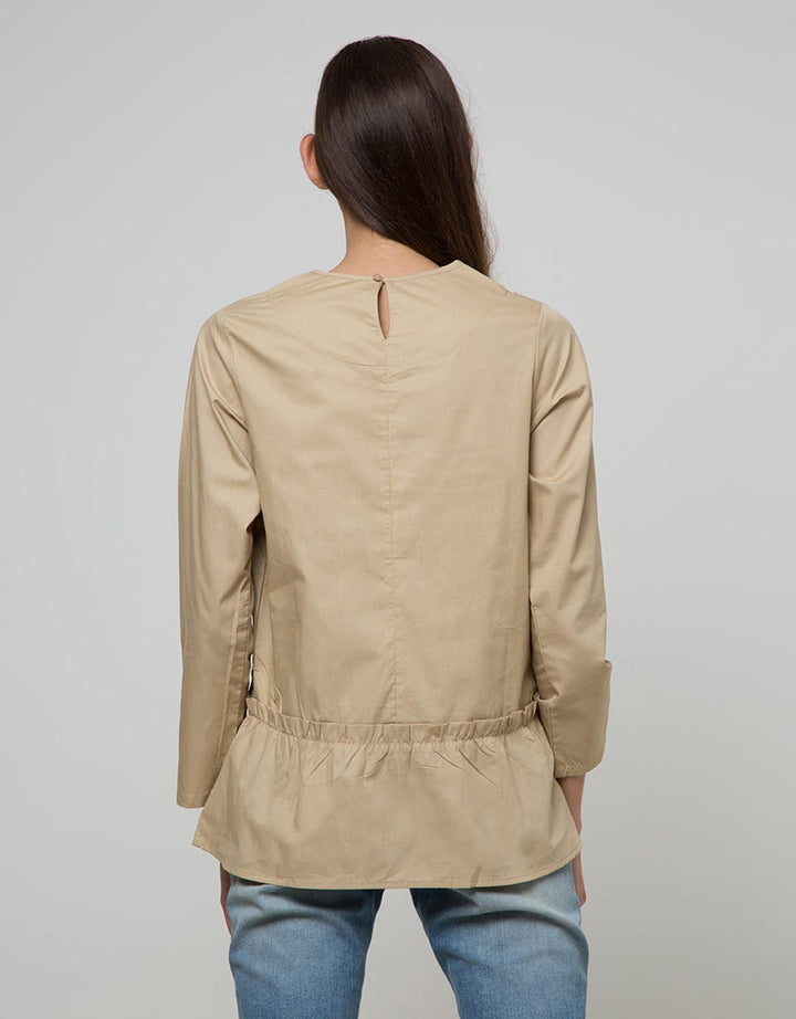 Details Long Sleeve Blouse With Ruffle