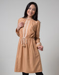 Details Long Sleeve Midi Dress Leb With Embro