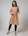 Details Long Sleeve Midi Dress Leb With Embro