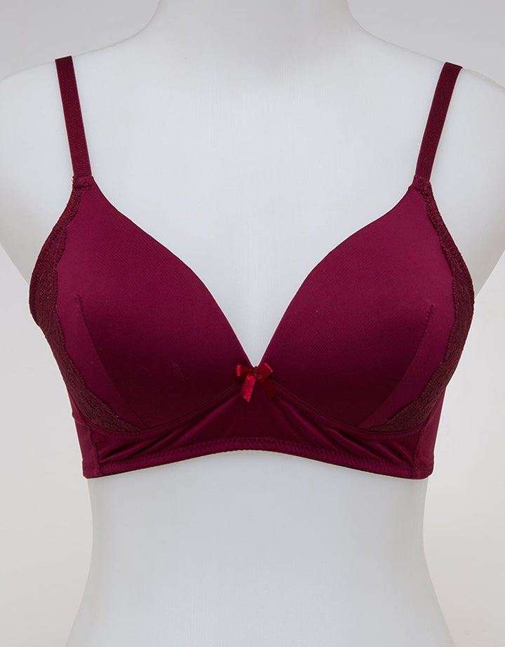 St. Yves Non Push Up Regular Bra Lace Mrn 2580 Bwl580:Maroon:34A:Solid:Non Push Up R