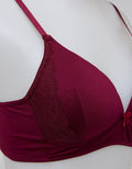St. Yves Non Push Up Regular Bra Lace Mrn 2580 Bwl580:Maroon:34A:Solid:Non Push Up R