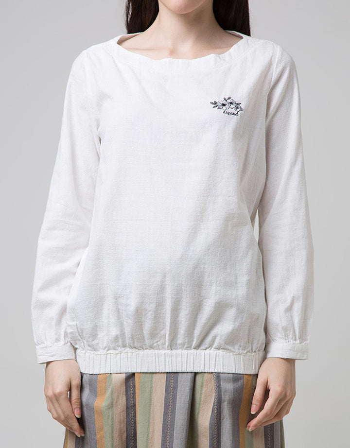 Expand Farra White Blouse With Embroidery Detail