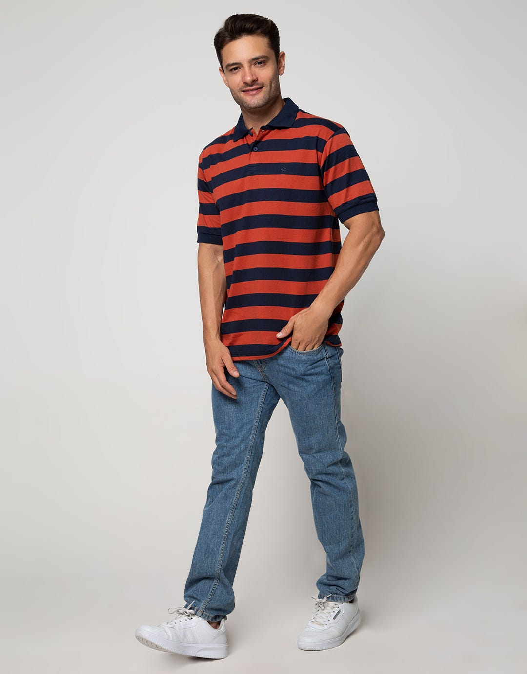 Cole Short Sleeve Polo Shirt Stripe