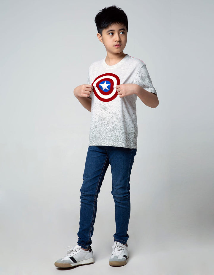 Marvel Short Sleeve T-Shirt Avenger Fullprint Mrik Logo Flock