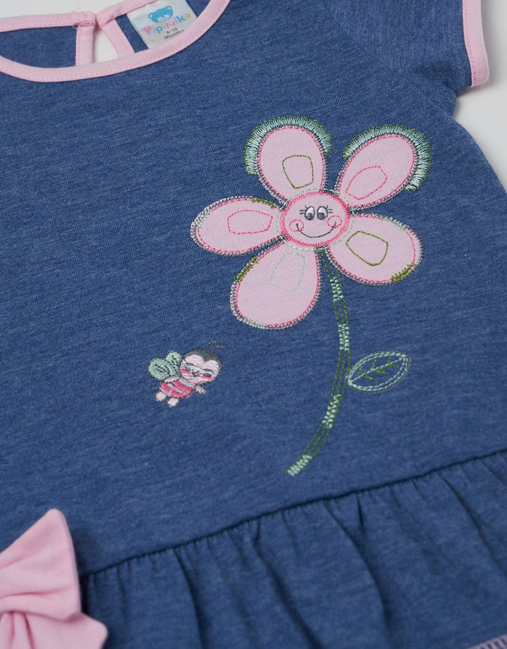 Pipiniko Short Sleeve Midi Dress Flower Bee