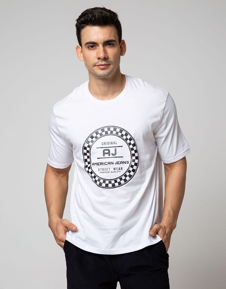 American Jeans Short Sleeve T-Shirt Print Brand On Chest Classic