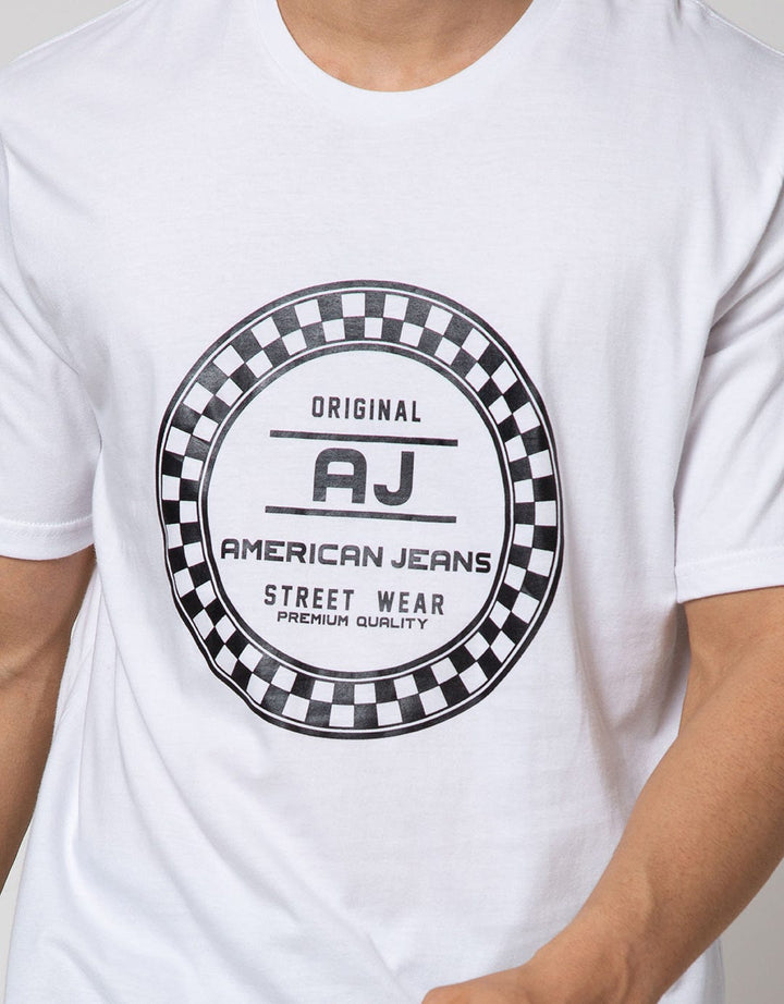 American Jeans Short Sleeve T-Shirt Print Brand On Chest Classic
