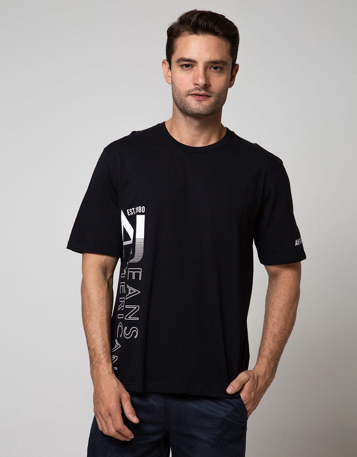 American Jeans Short Sleeve T-Shirt Branding Aj Vertical Font