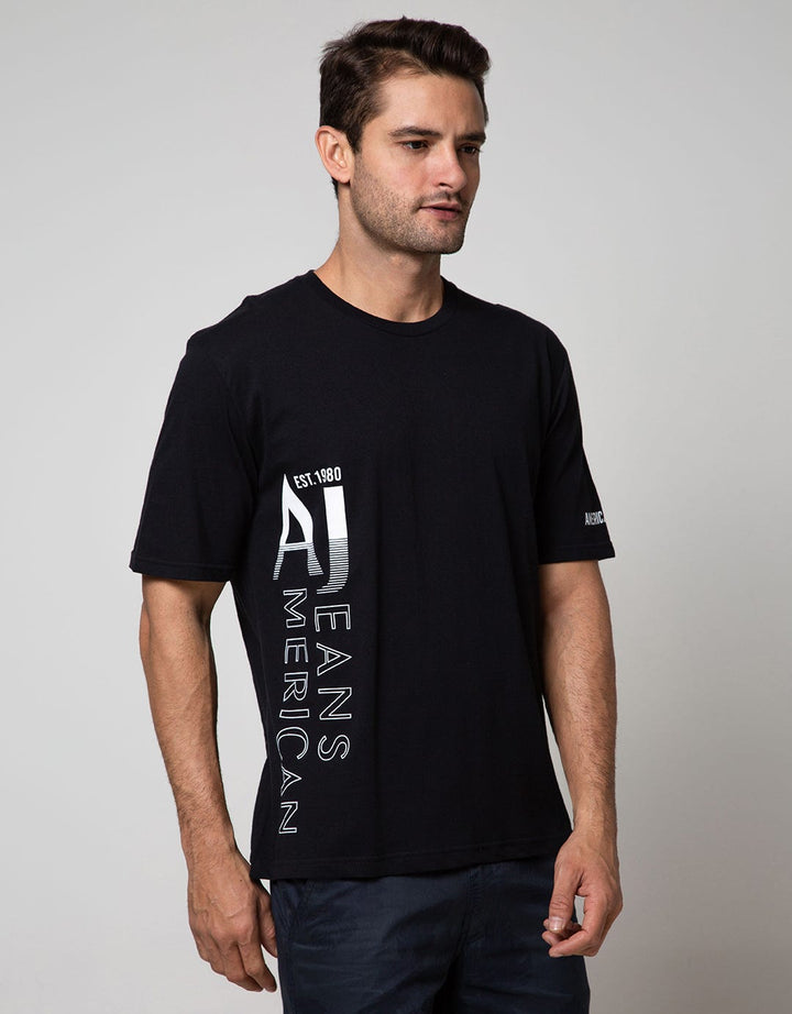 American Jeans Short Sleeve T-Shirt Branding Aj Vertical Font