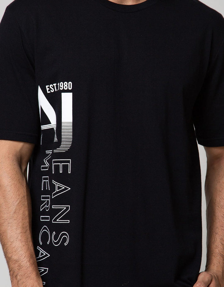 American Jeans Short Sleeve T-Shirt Branding Aj Vertical Font