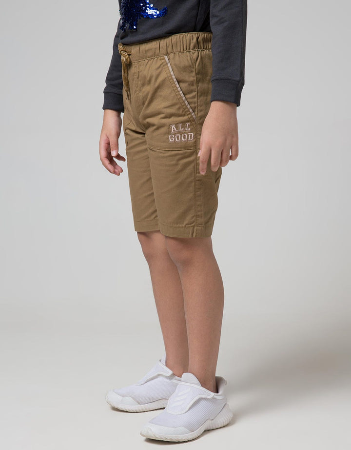 Little M Short Pants Woven Rubber Peek Pockets Embroidery All Goo