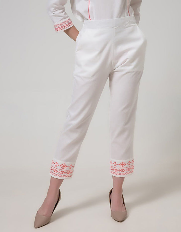Details Long Pants Leb Woven Embroidery On Bottom