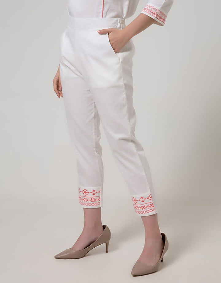 Details Long Pants Leb Woven Embroidery On Bottom