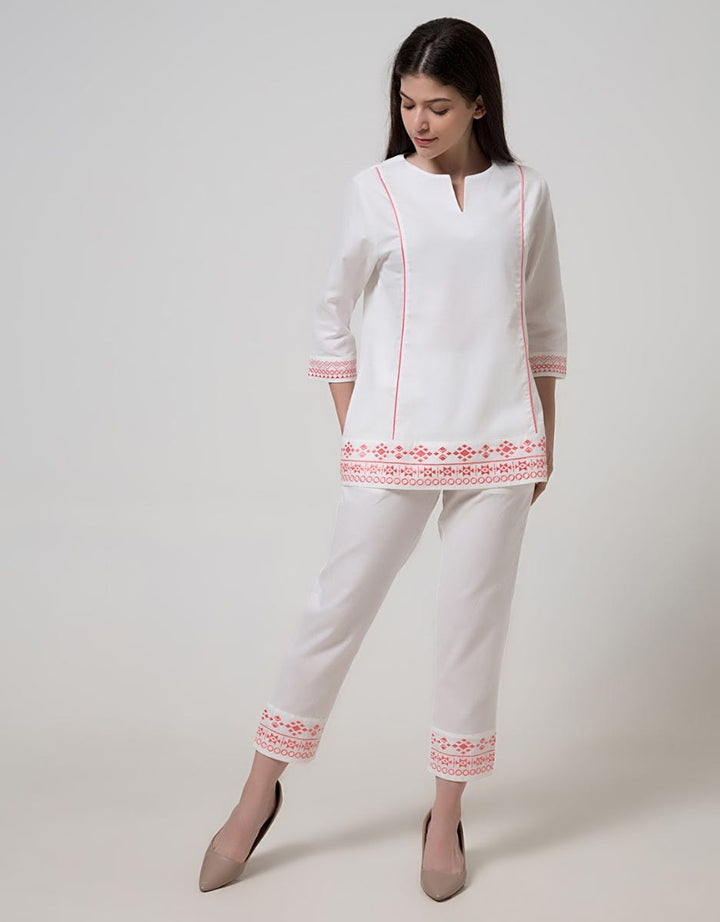 Details Long Pants Leb Woven Embroidery On Bottom