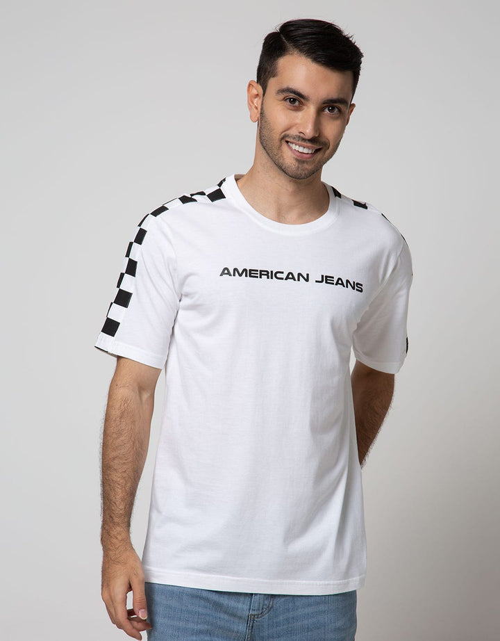 American Jeans Short Sleeve T-Shirt Cut N Sewn Screen Printed On Shoulder