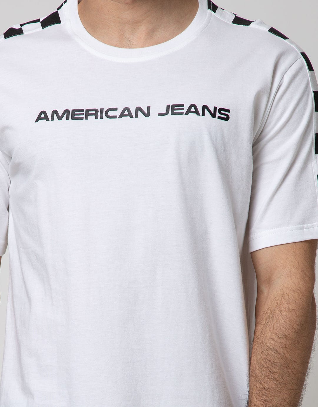 American Jeans Short Sleeve T-Shirt Cut N Sewn Screen Printed On Shoulder